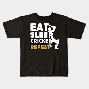 Eat sleep cricket repeat Kids T-Shirt